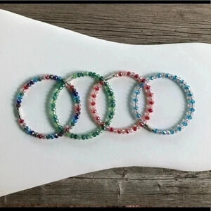 4 Bangle Rainbow Crystal Stacking Bracelets NWT